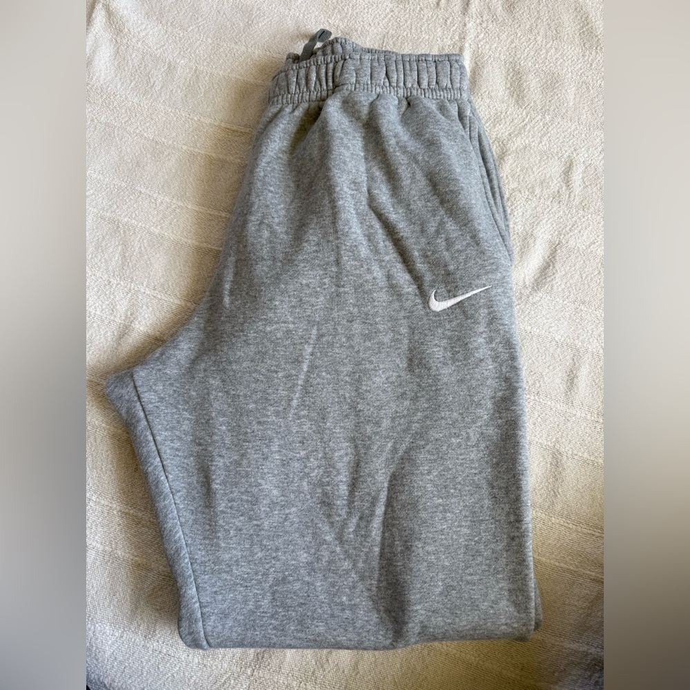 Nike Kids Gray Fleece Joggers with White Swoosh